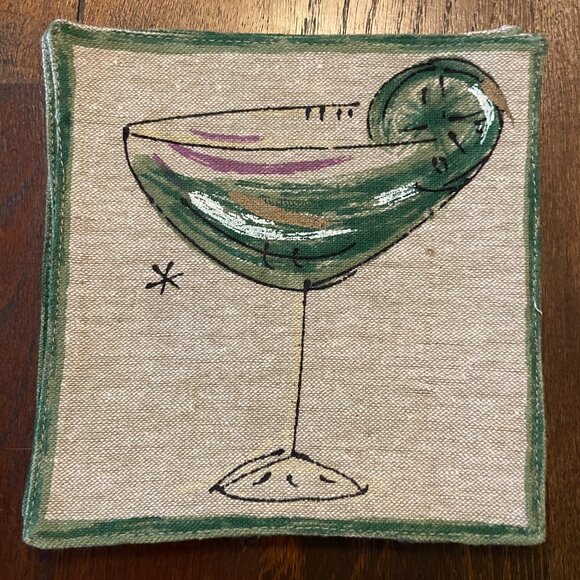 Crate & Barrel Fabric Cocktail Coasters - Picture 3 of 9